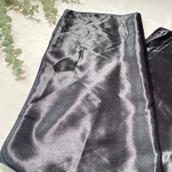 35” Black Satin Square Scarf Neck Tie Satin Large Square - Picture 2 of 5